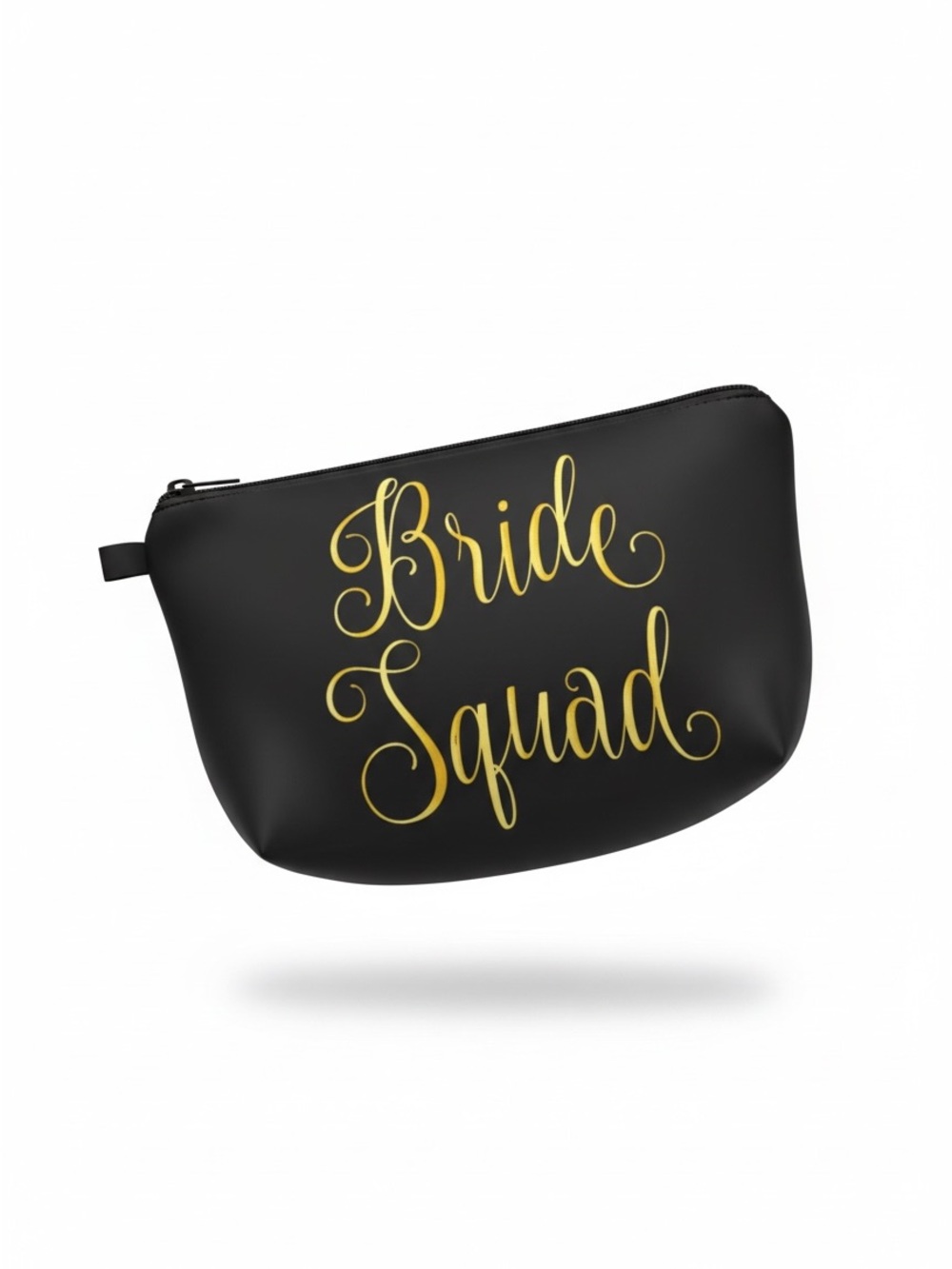 Black 'Bride Squad' Cosmetic Bag with Gold Script